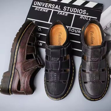 Genuine Leather Durable Walking Sandals for Men – Anti-Slip Summer Footwear