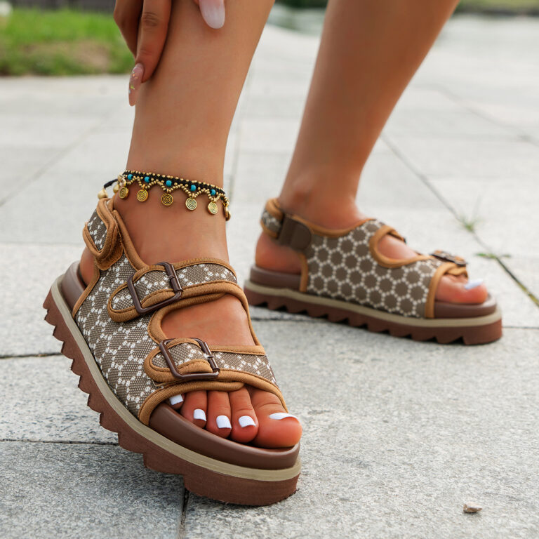 Casual summer fashion women sandals with breathable comfort and flat anti-slip sole.