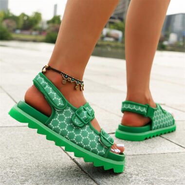 Casual summer fashion women sandals with breathable comfort and flat anti-slip sole.