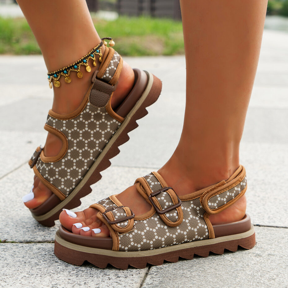 Casual summer fashion women sandals with breathable comfort and flat anti-slip sole.