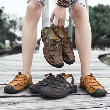Hot Sale Stylish Outdoor Men Sandals in Genuine Leather – Side View