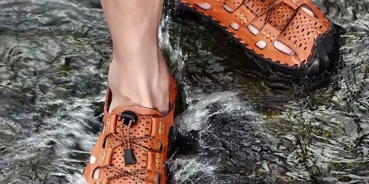 Hot Sale Stylish Outdoor Men Sandals in Genuine Leather – Side View