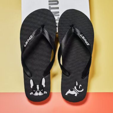 Cute dog print cartoon men flip flops for summer wear