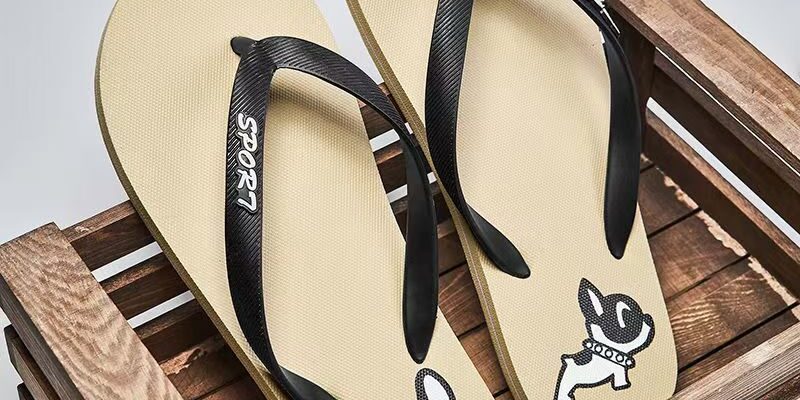 Cute dog print cartoon men flip flops for summer wear