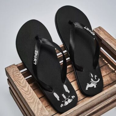 Cute dog print cartoon men flip flops for summer wear
