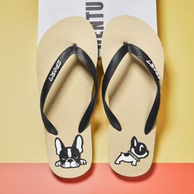 Cute dog print cartoon men flip flops for summer wear