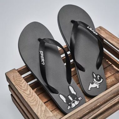 Cute dog print cartoon men flip flops for summer wear