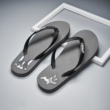 Cute dog print cartoon men flip flops for summer wear