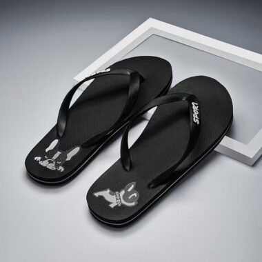 Cute dog print cartoon men flip flops for summer wear