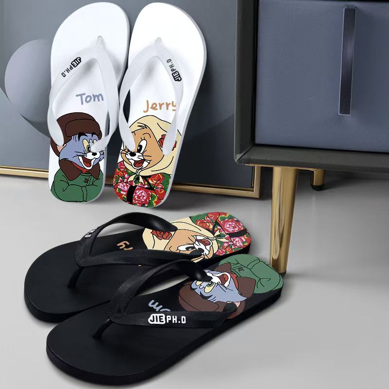 Tom and Jerry cartoon men flip flops for summer wear
