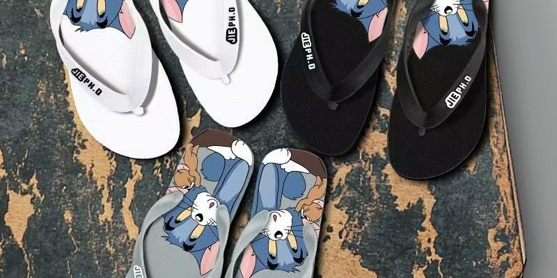 Tom and Jerry cartoon men flip flops for summer wear