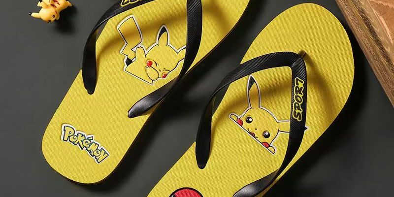 Pikachu cartoon summer casual men flip flops anti-slip