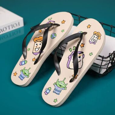 Cartoon anime men flip flops with unique casual style