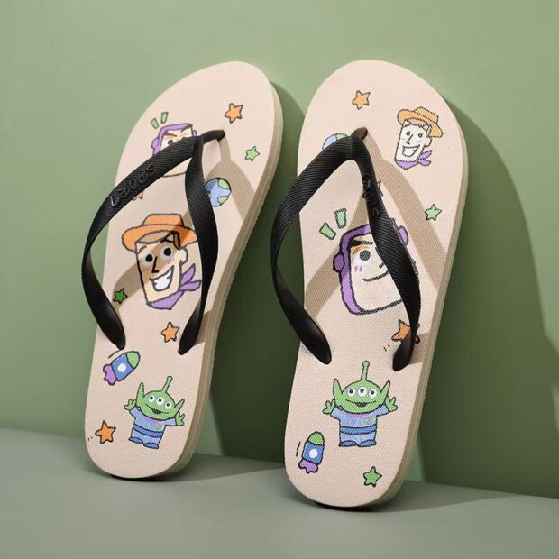 Cartoon anime men flip flops with unique casual style