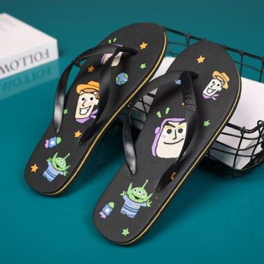 Cartoon anime men flip flops with unique casual style