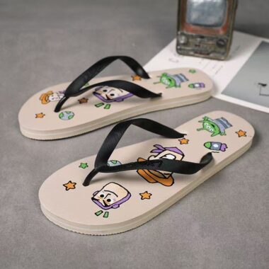 Cartoon anime men flip flops with unique casual style