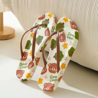 Cartoon bear women flip flops with cute design