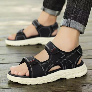 Breathable summer hook-and-loop anti-slip beach sandals for men