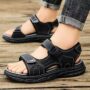Breathable summer hook-and-loop anti-slip beach sandals for men