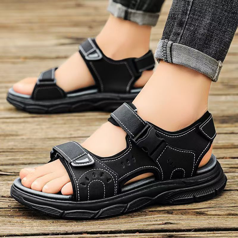 Breathable summer hook-and-loop anti-slip beach sandals for men