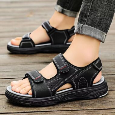 Breathable summer hook-and-loop anti-slip beach sandals for men