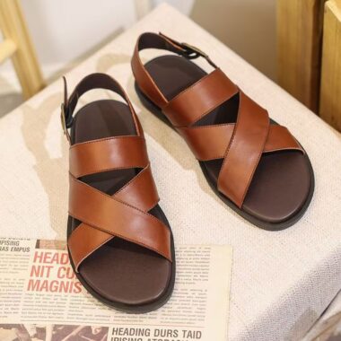 Durable genuine leather anti-slip casual summer beach men sandals