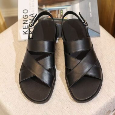 Durable genuine leather anti-slip casual summer beach men sandals