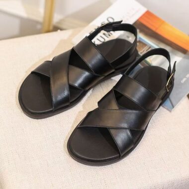 Durable genuine leather anti-slip casual summer beach men sandals