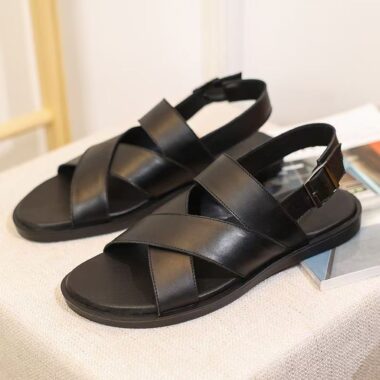 Durable genuine leather anti-slip casual summer beach men sandals