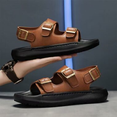 Durable PU leather anti-slip outdoor beach fashion men sandals
