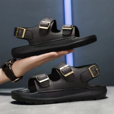 Durable PU leather anti-slip outdoor beach fashion men sandals