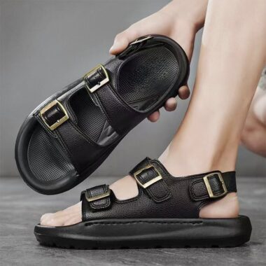 Durable PU leather anti-slip outdoor beach fashion men sandals