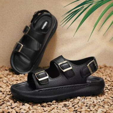 Durable PU leather anti-slip outdoor beach fashion men sandals