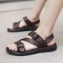 Durable PU leather anti-slip casual outdoor beach sandals for men