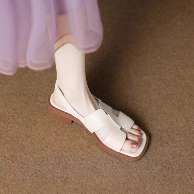 French retro low-heel summer fashion women sandals