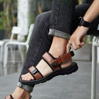Genuine leather soft-sole anti-slip summer casual sandals for men