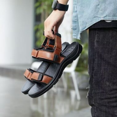 Genuine leather soft-sole anti-slip summer casual sandals for men