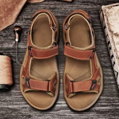 Genuine leather soft-sole velcro anti-slip summer men sandals