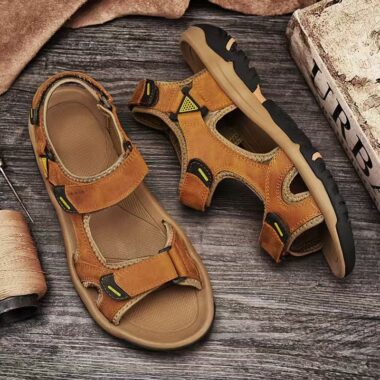 Genuine leather soft-sole velcro anti-slip summer men sandals