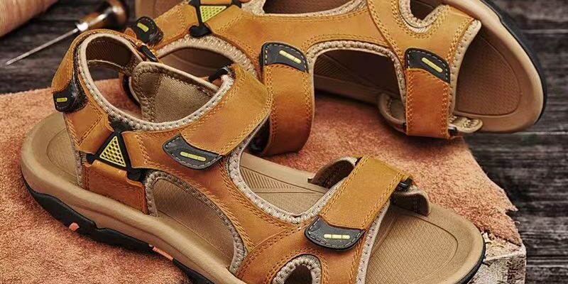 Genuine leather soft-sole velcro anti-slip summer men sandals