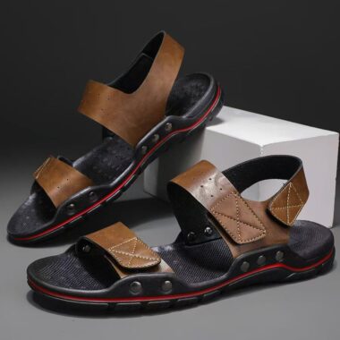 Premium genuine leather casual summer beach men sandals