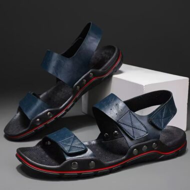 Premium genuine leather casual summer beach men sandals