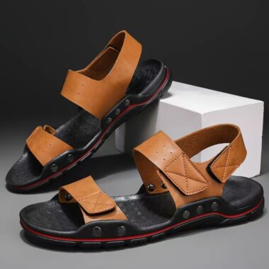 Premium genuine leather casual summer beach men sandals