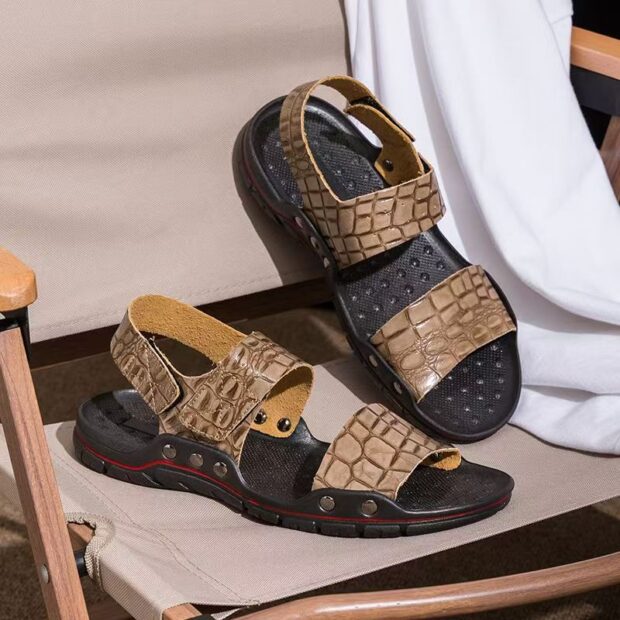 Premium genuine leather casual summer beach men sandals