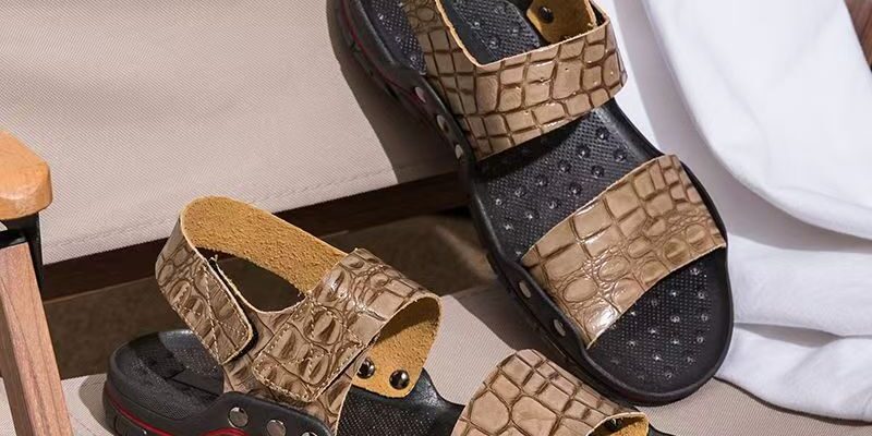 Premium genuine leather casual summer beach men sandals