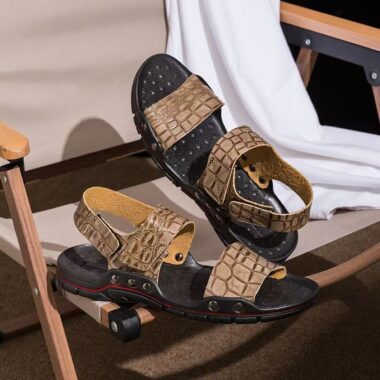 Premium genuine leather casual summer beach men sandals