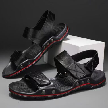 Premium genuine leather casual summer beach men sandals