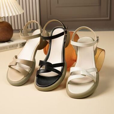 Soft leather low-heel non-slip summer women sandals