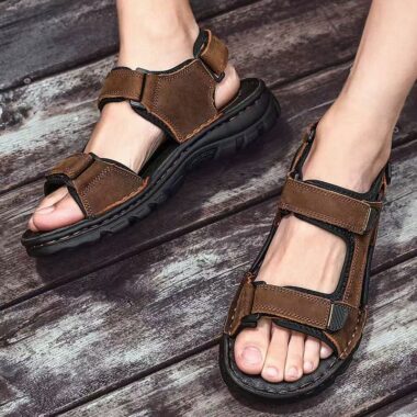 Breathable summer genuine leather casual men sandals