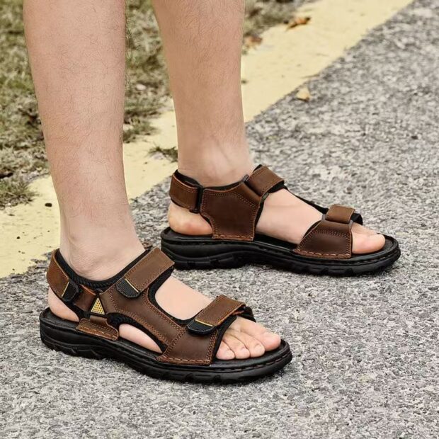 Breathable summer genuine leather casual men sandals